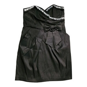 TABOO Black Rhinestone Jeweled Strapless Cocktail Dress Size 1X Babydoll Dress